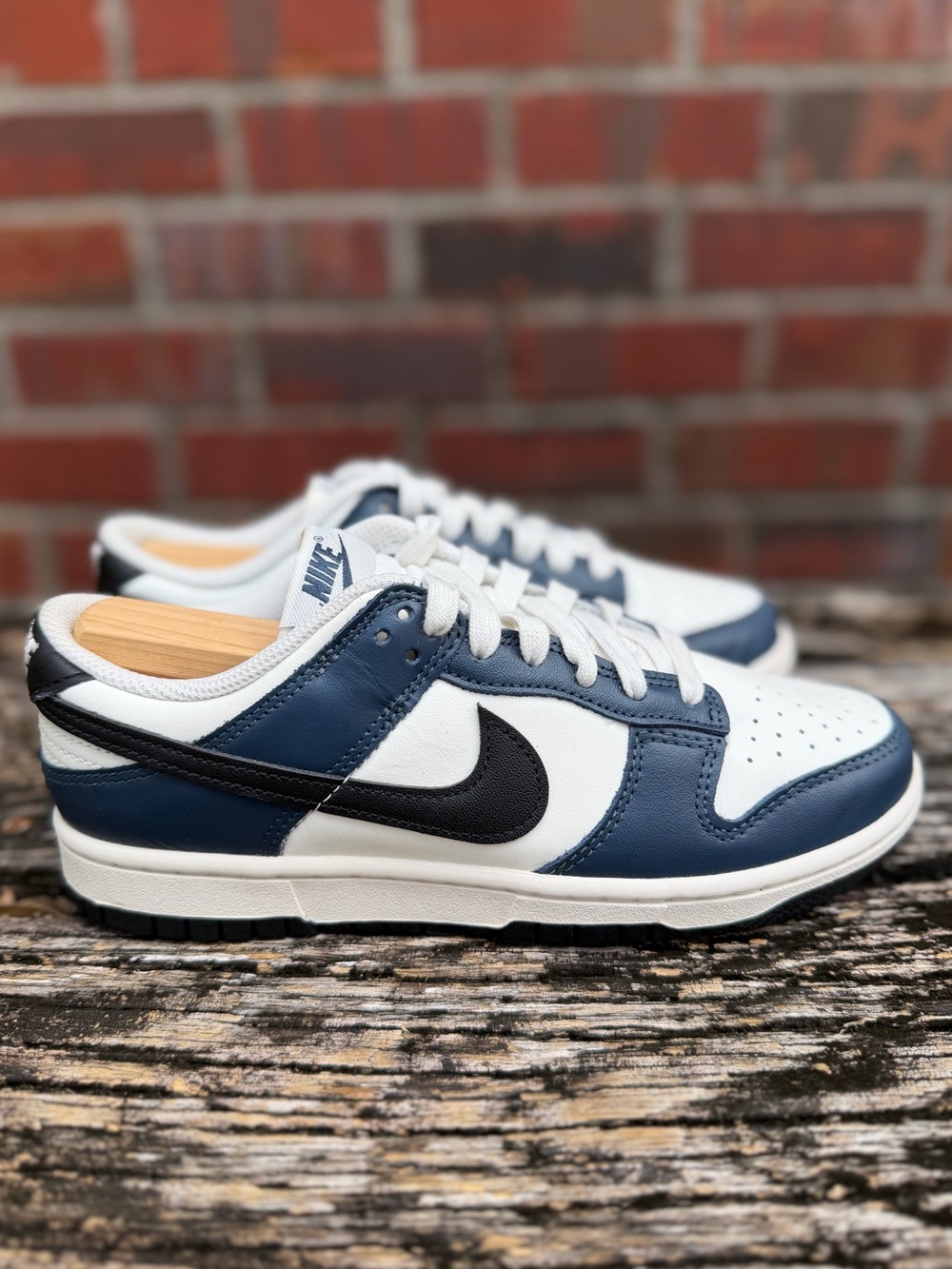 Nike Dunk Low 'Armory Navy Blue Black Sail' Women’s Sz 7 Leather Sneakers X3 - Picture 1 of 15